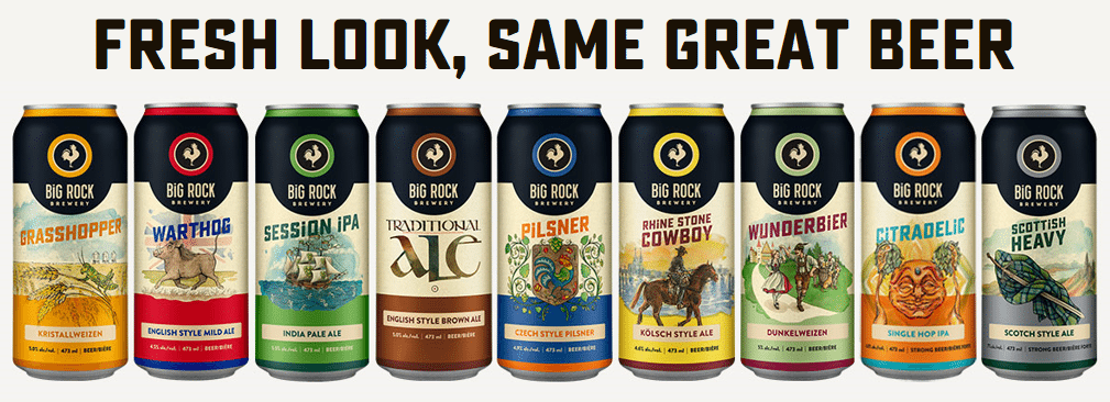 The range of Big Rock beer in cans