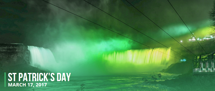 Niagara Falls illuminated green