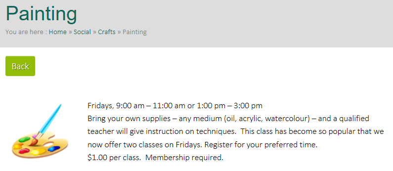 Painting class information