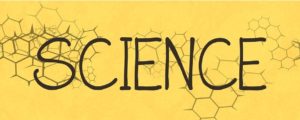The word 'science' on a yellow background.