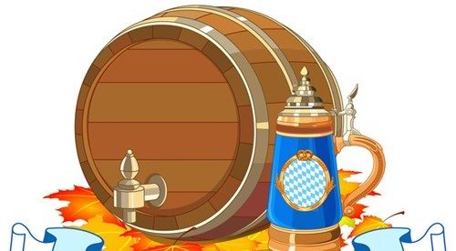 A beer keg and jug.