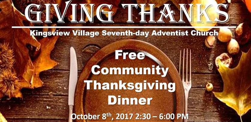 The Thanksgiving dinner event banner.