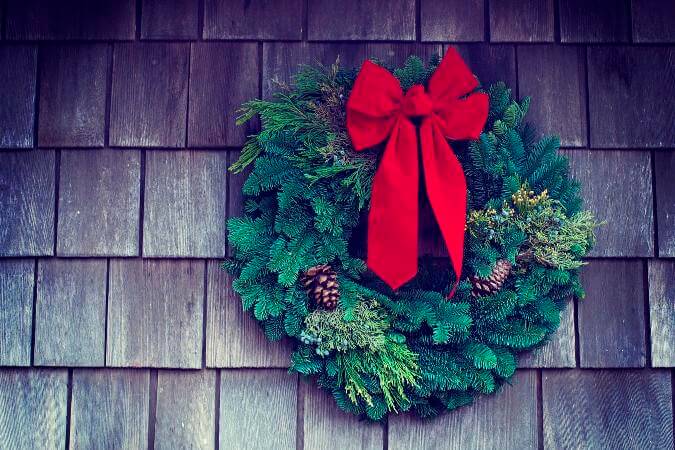 A hanging wreath.