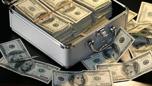 A suitcase full of money.