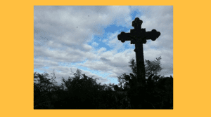 A cross on a hill.