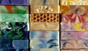 Stacks of soaps.
