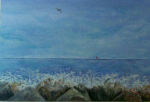 A painting of the sea.