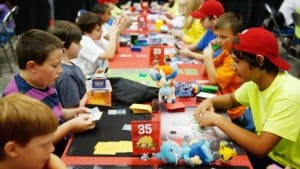 Kids playing Pokemon.