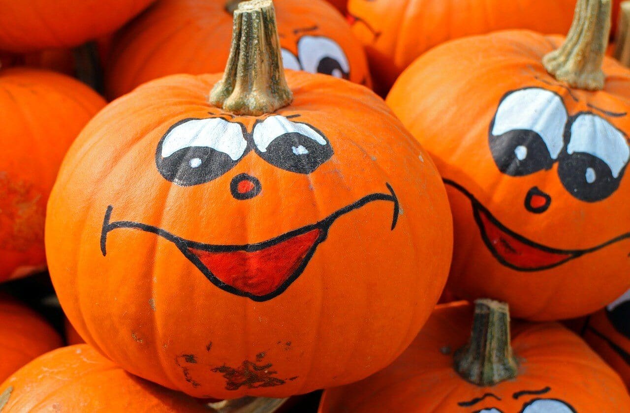 Decorated pumpkins.