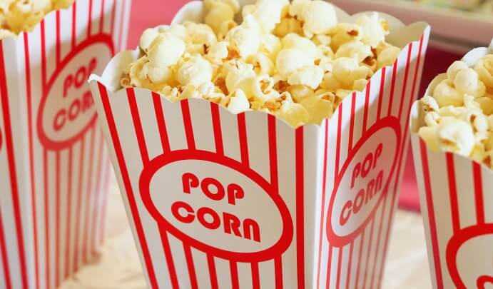 Tubs of popcorn.
