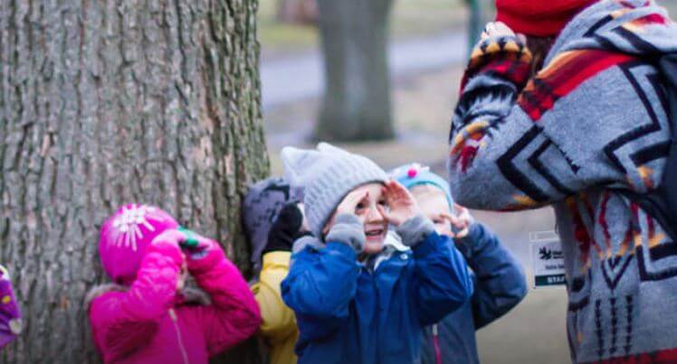 Kids on a nature walk.