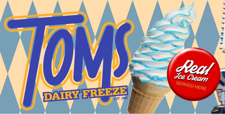 Tom's Dairy Freeze hompage header.