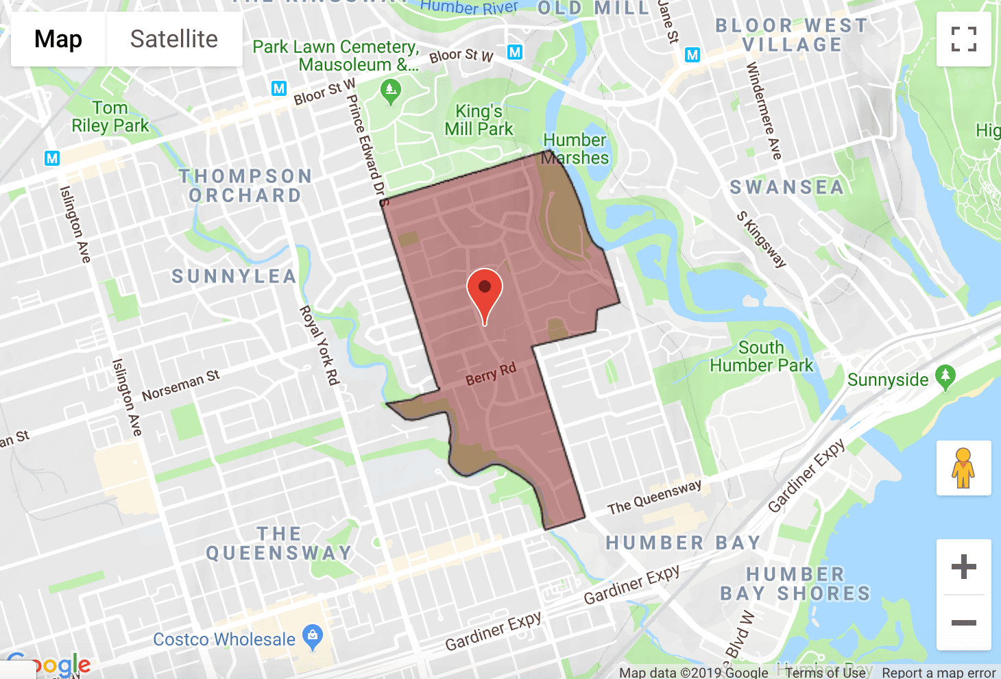 Park Lawn boundary map.