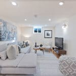 recreation room with wide plank floors and pot lights at 10 woodbury place