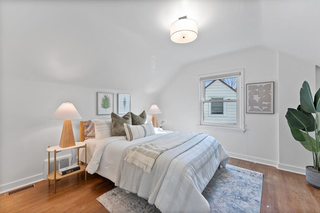 serene primary bedroom at 10 woodbury place in etobicoke