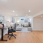 office area overlooking recreation room at 10 woodbury place