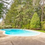 Mature trees, perennials and inground pool at 1370 Islington Avenue in Etobicoke
