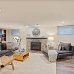 Recreation room at 1370 Islington Avenue with pot lights and wide plank floors