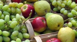 Grapes, apples, and pears.