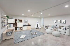 Flex space at lower level of 28 Martin Grove Road